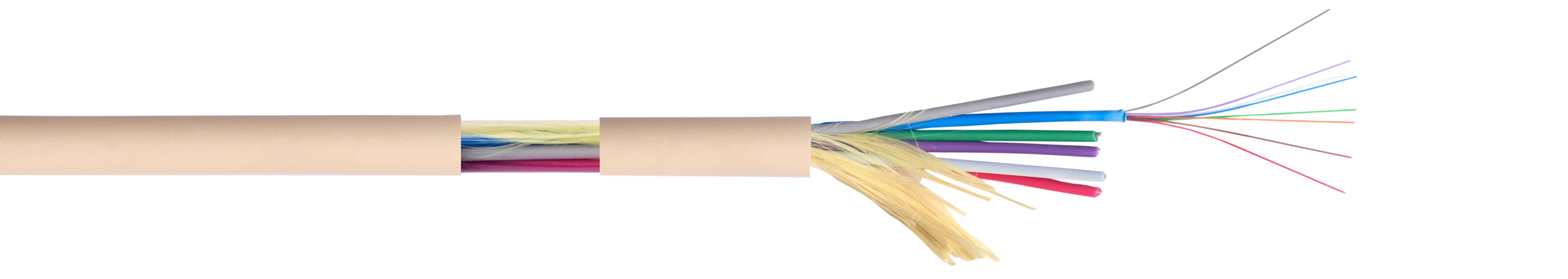 Fibra Optica 48 Hilos Monomodo Acometida Interior Vertical Ajustada Multitubo 6T8 Marfil Eca Lszh
