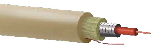 Fibra óptica 1 hilo monomodo ajustada acometidas FTTh G657A2 armada flex 3mm LSZH-FR-UV CPR-Dca marfil