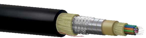 Fibra óptica armadura metálica 12 hilos monomodo G657A2 ajustada monotubo armadura espiral doble cubierta LSZH-FR-UV Negra
