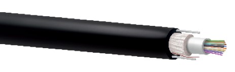 Fibra óptica 12 hilos monomodo G652D holgada monotubo FV tensores 2xFRP CPR Fca PE negra