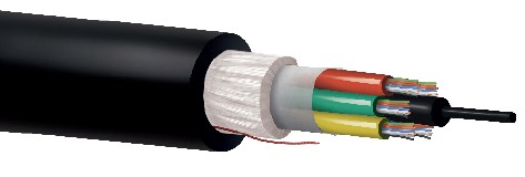 Fibra óptica 64 hilos monomodo G652D holgada multitubo 8tx8f FV CPR Fca PE Negra